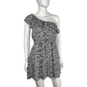 Cotton On One Shoulder Ruffle Zebra Print Dress